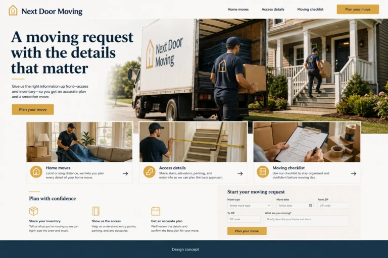 Illustrative Moving Companies Website Design concept