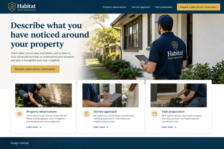 Illustrative Pest Control Website Design concept
