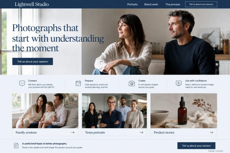 Illustrative Photography Studio Web Design concept