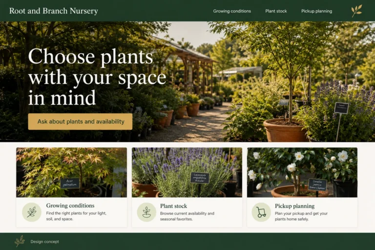 Illustrative Plant Nurseries Website Design concept