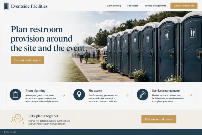 Illustrative Portable Restroom Rental Website Design concept