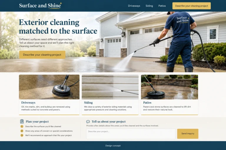 Illustrative Pressure Washing Website Design concept