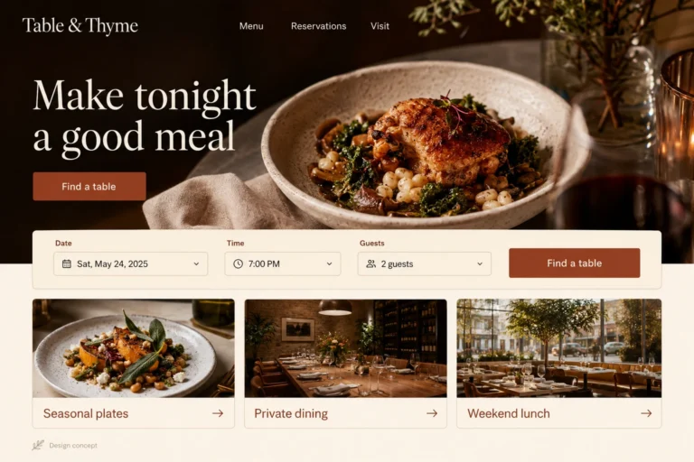 Illustrative restaurants website design