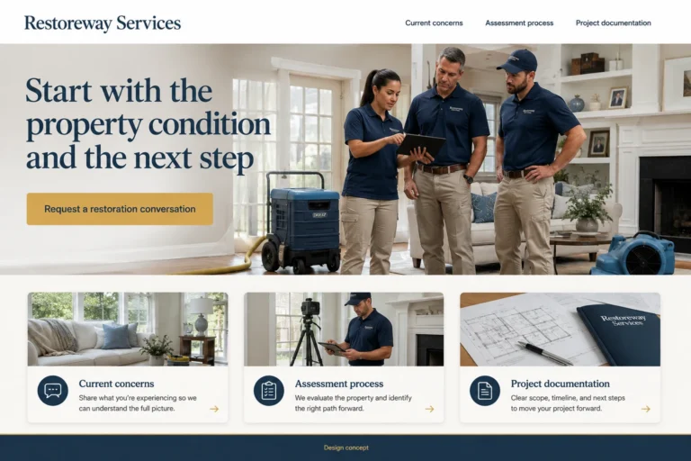 Illustrative Restoration Companies Website Design concept