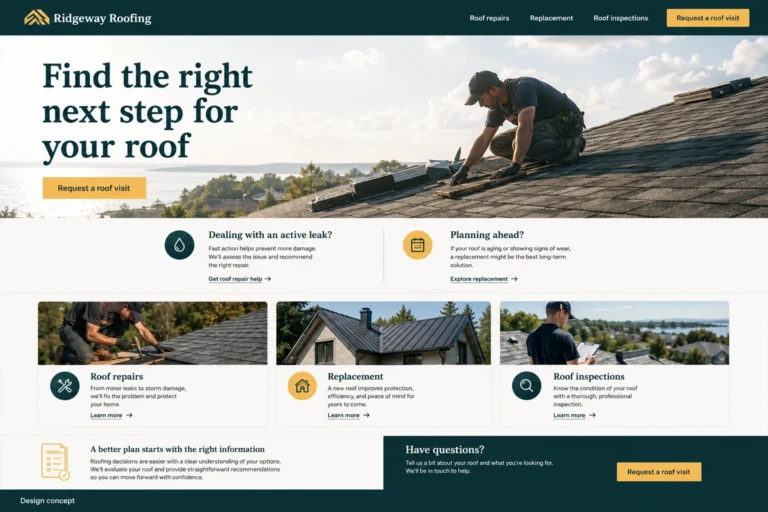Illustrative roofing website design
