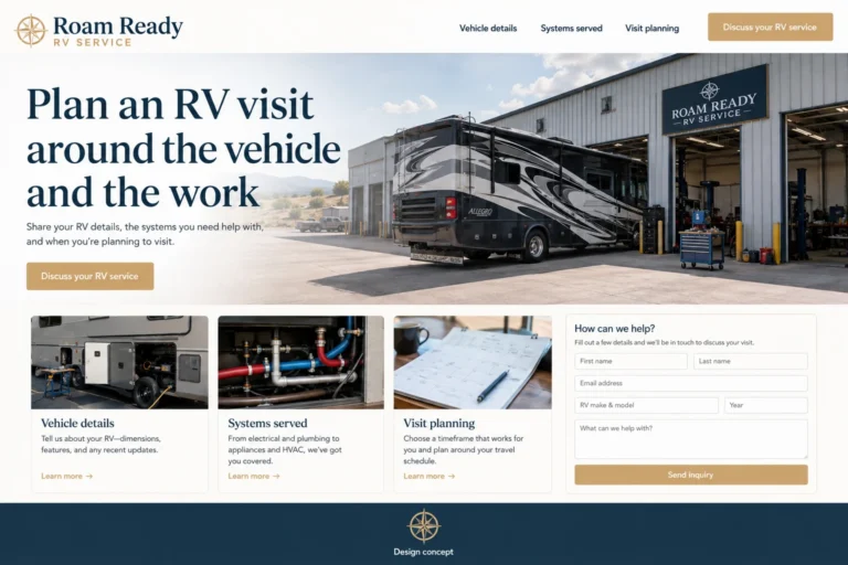 Illustrative RV Repair Website Design concept