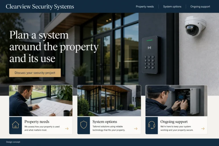 Illustrative Security System Installers Website Design concept