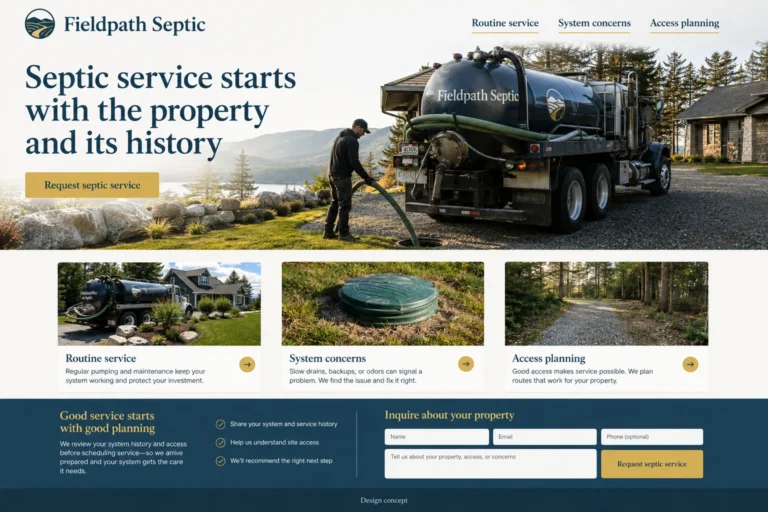 Illustrative Septic Services Website Design concept