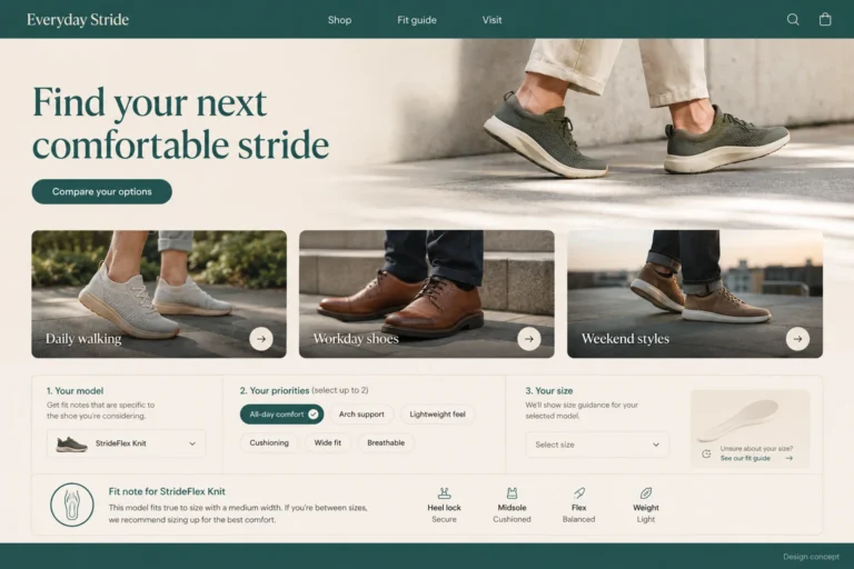 Illustrative Shoe Store Web Design concept