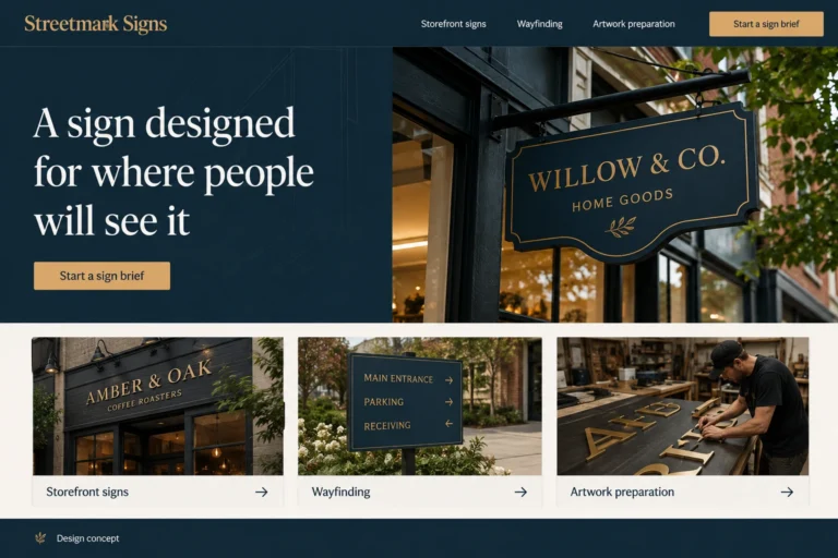 Illustrative Sign Companies Website Design concept