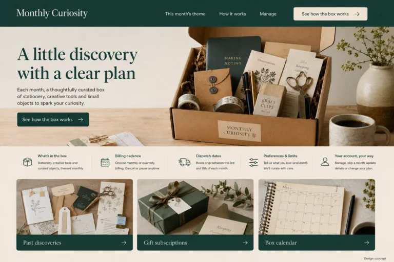 Illustrative Subscription Box Web Design concept