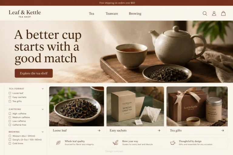 Illustrative Tea Shop Web Design concept