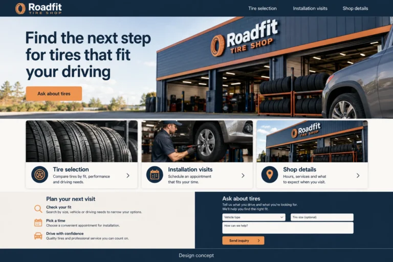 Illustrative Tire Shops Website Design concept