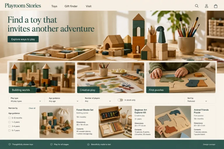 Illustrative Toy Store Web Design concept