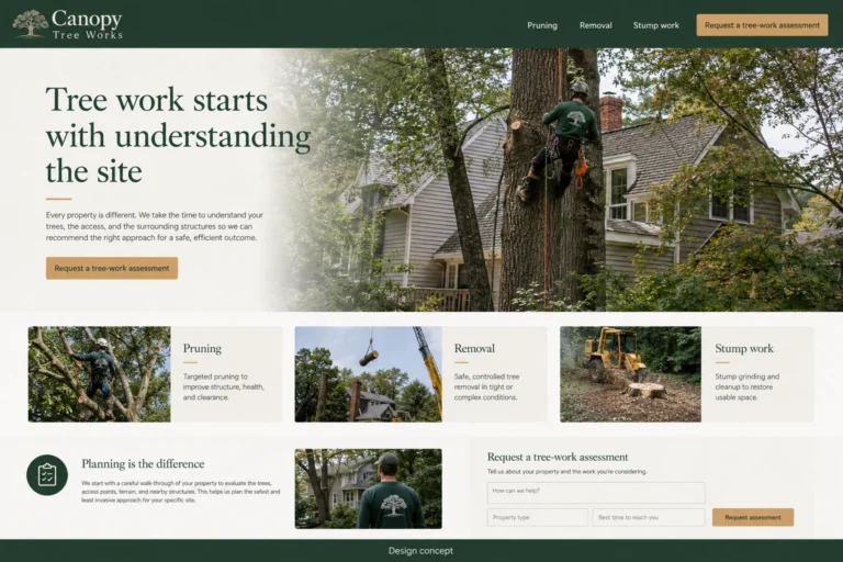 Illustrative Tree Services Website Design concept