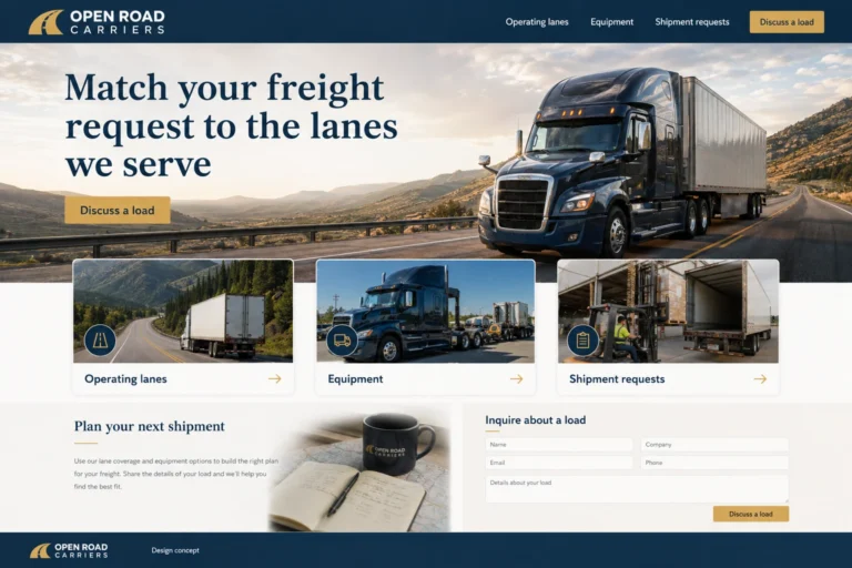 Illustrative Trucking Companies Website Design concept