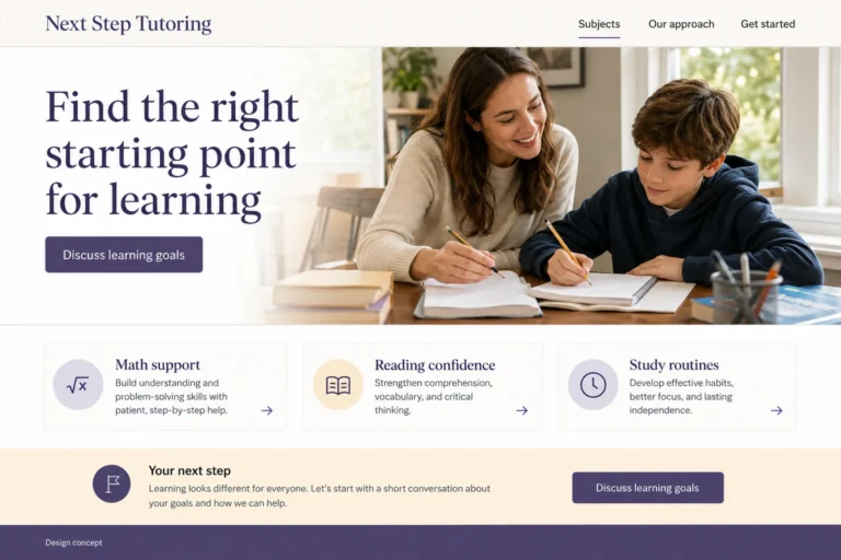 Illustrative Tutoring Service Web Design concept