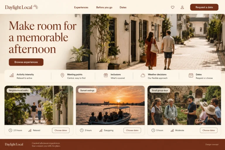 Illustrative Vacation Experience Operator Web Design concept