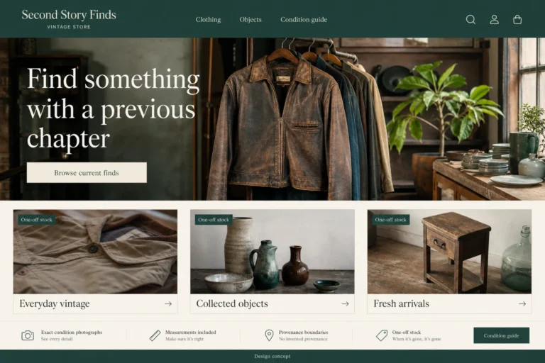 Illustrative Vintage Store Web Design concept
