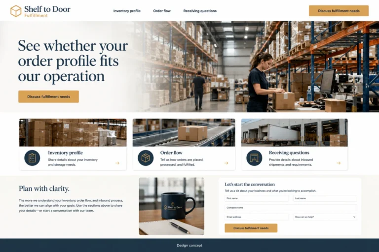 Illustrative Warehousing and Fulfillment Website Design concept