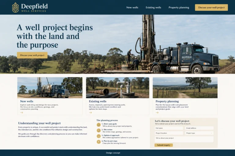 Illustrative Well Drilling Website Design concept