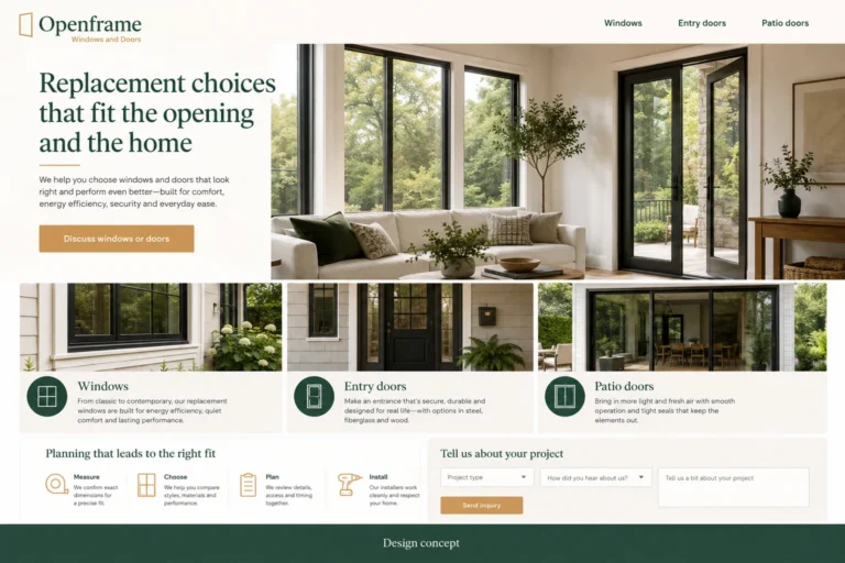 Illustrative Window and Door Installation Website Design concept