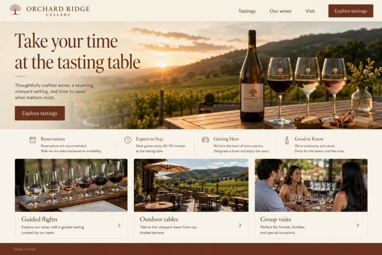 Illustrative Winery Web Design concept