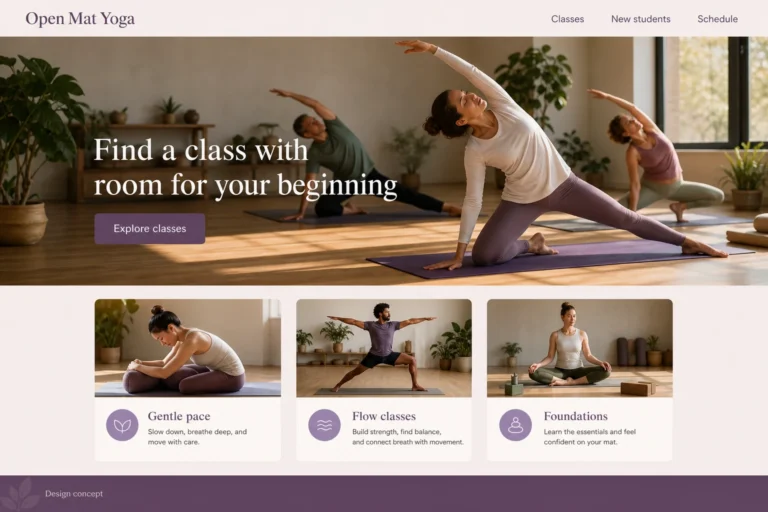 Illustrative Yoga Studio Web Design concept